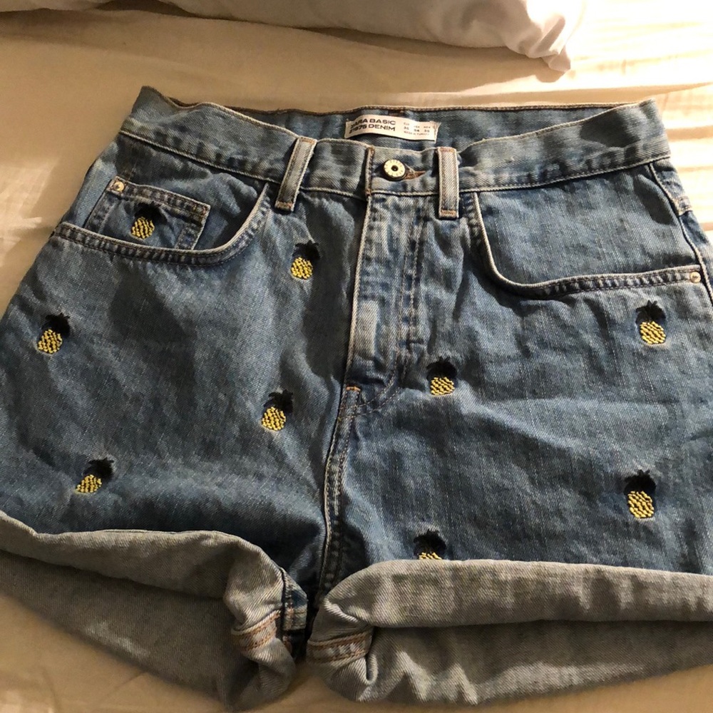 Zara Basic Collection Denim High Waist Shorts